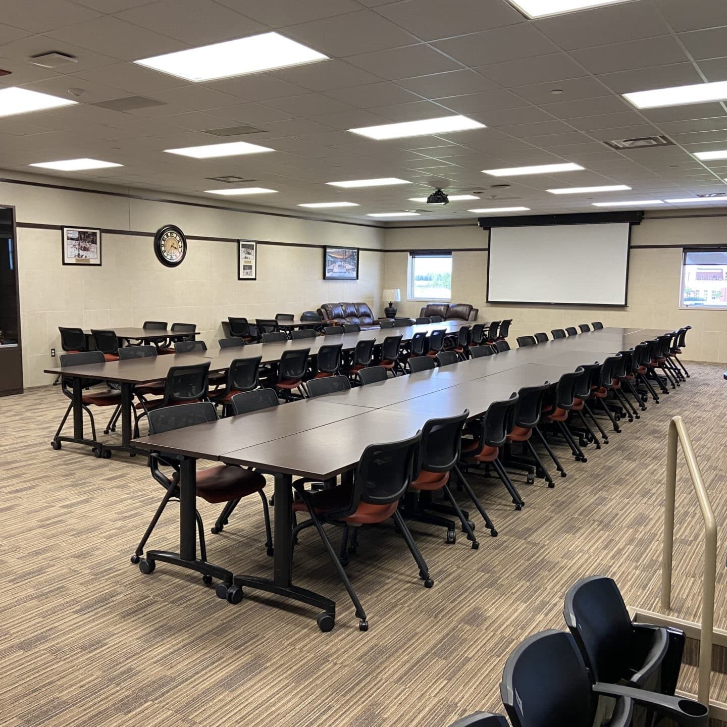Club Room Two long tables setup