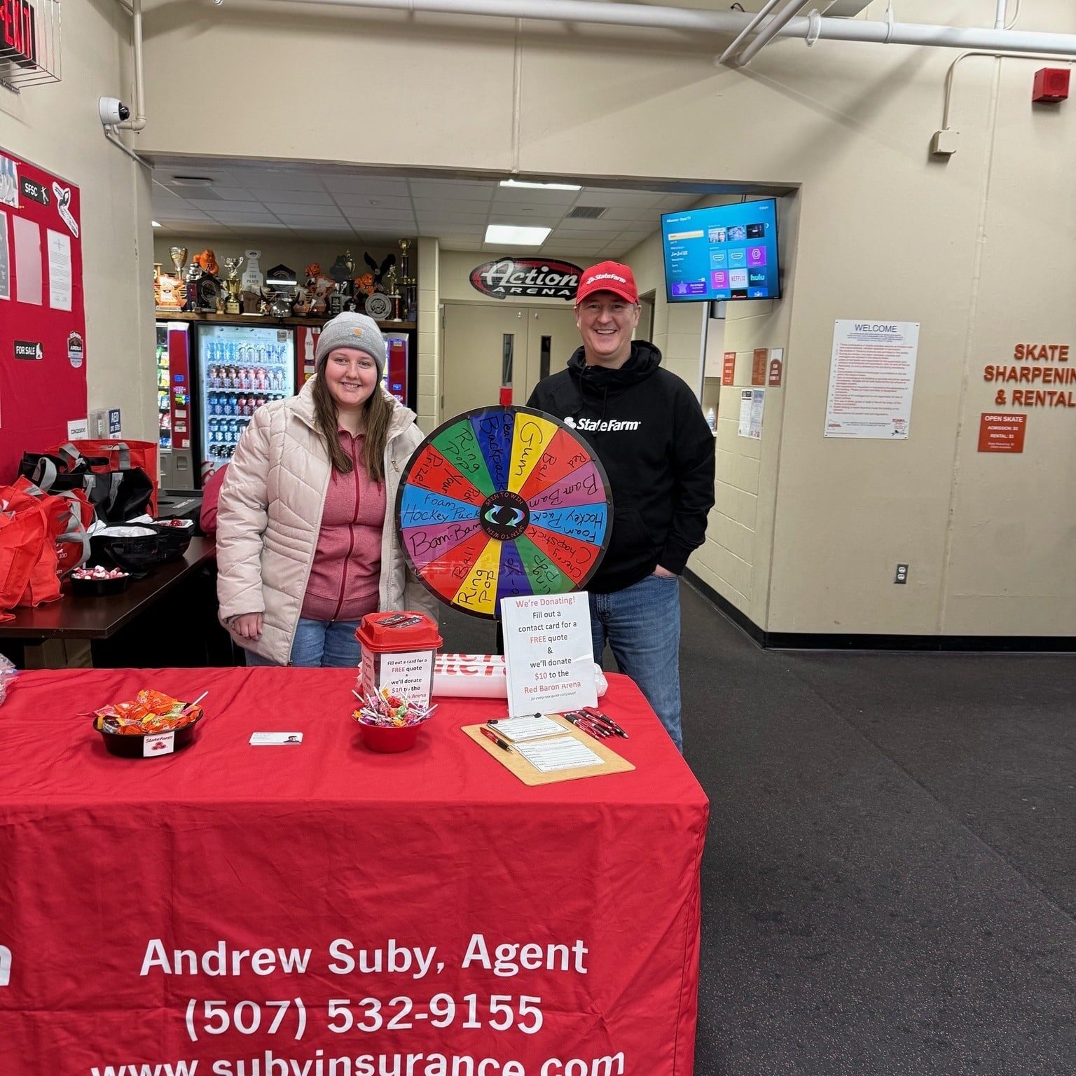 state farm booth at red baron arena